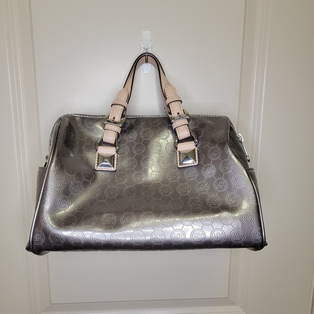 Michael Kors Metallic Logo Embossed Bowler Bag